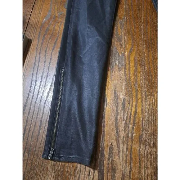 Size 26 Waist Articles of Society Black Coated Skinny Jeans Pants Moto Bodycon - Picture 2 of 4